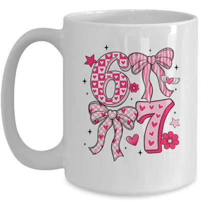 Funny Six Seven Valentine Coquette Bow Heart 6 7 Meme Girls Mug | siriusteestore