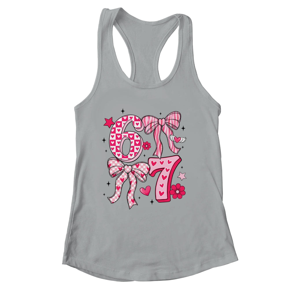 Funny Six Seven Valentine Coquette Bow Heart 6 7 Meme Girls Shirt & Tank Top | siriusteestore