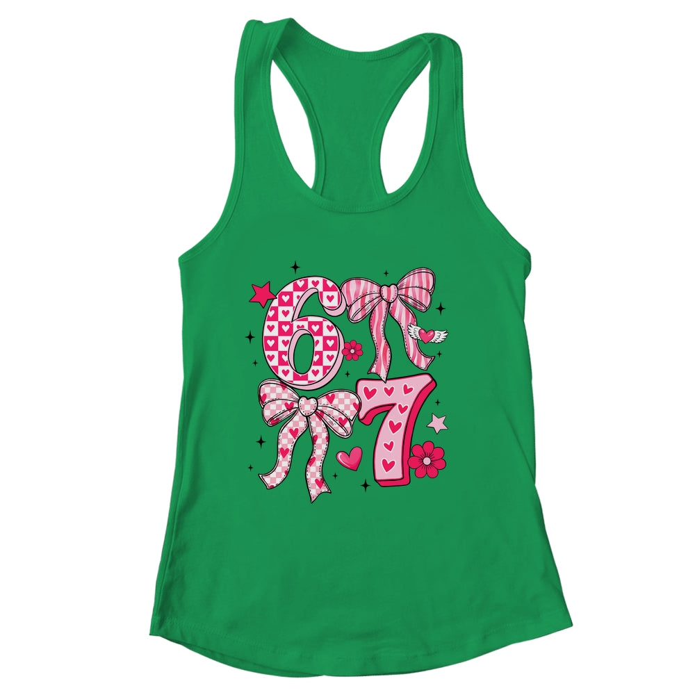 Funny Six Seven Valentine Coquette Bow Heart 6 7 Meme Girls Shirt & Tank Top | siriusteestore