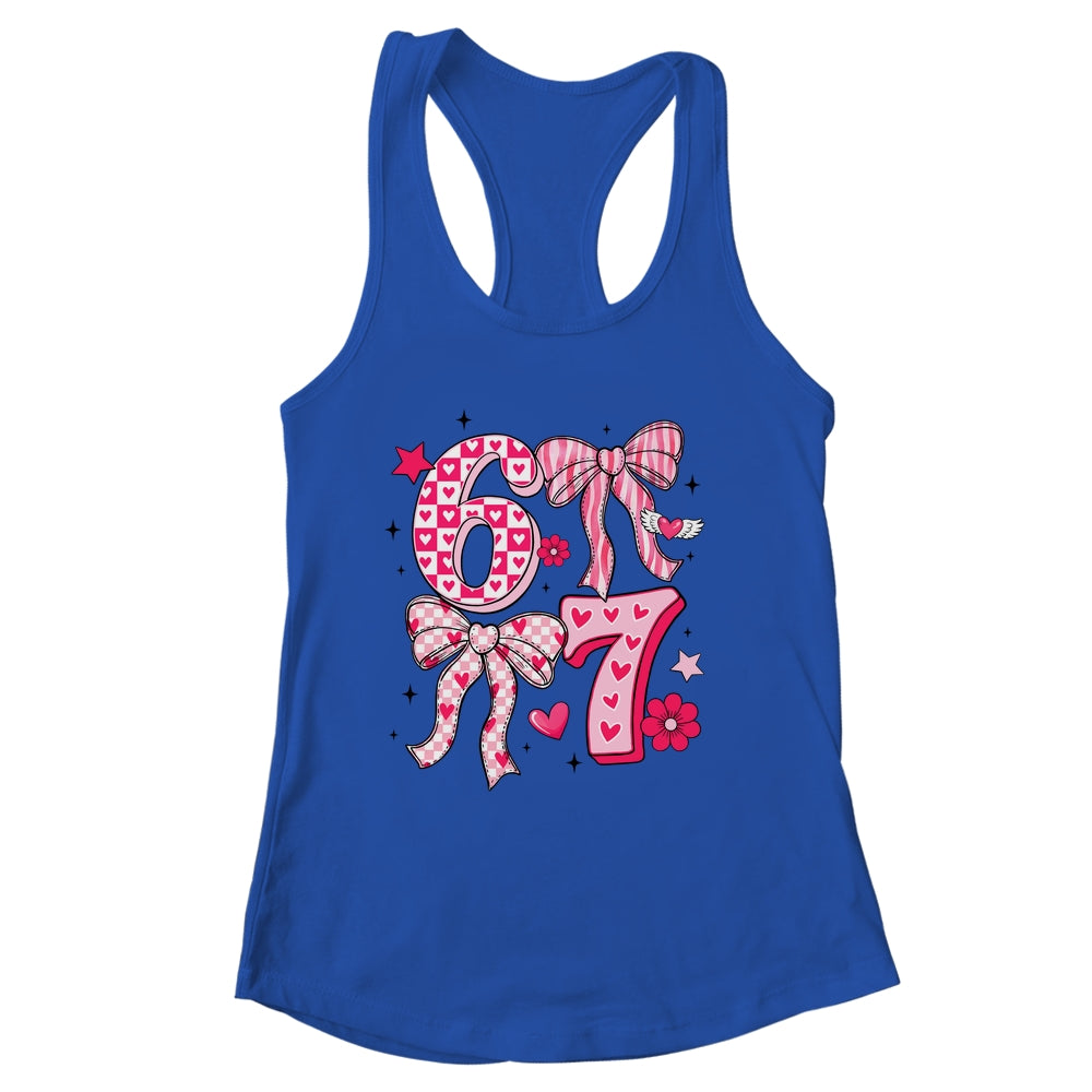 Funny Six Seven Valentine Coquette Bow Heart 6 7 Meme Girls Shirt & Tank Top | siriusteestore