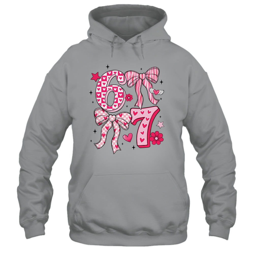 Funny Six Seven Valentine Coquette Bow Heart 6 7 Meme Girls Shirt & Tank Top | siriusteestore