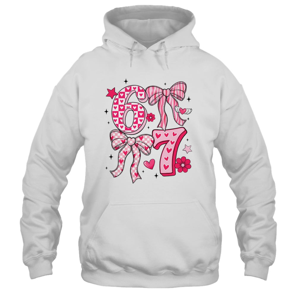 Funny Six Seven Valentine Coquette Bow Heart 6 7 Meme Girls Shirt & Tank Top | siriusteestore