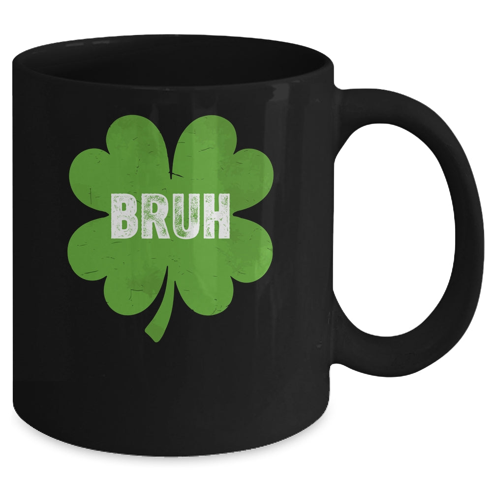 Funny St Patricks Day Bruh Meme Shamrock Teens Boys Kids Men Mug | siriusteestore