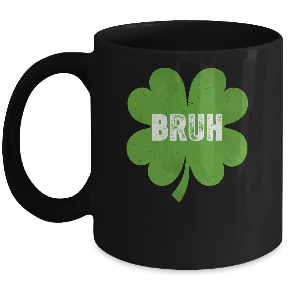 Funny St Patricks Day Bruh Meme Shamrock Teens Boys Kids Men Mug | siriusteestore