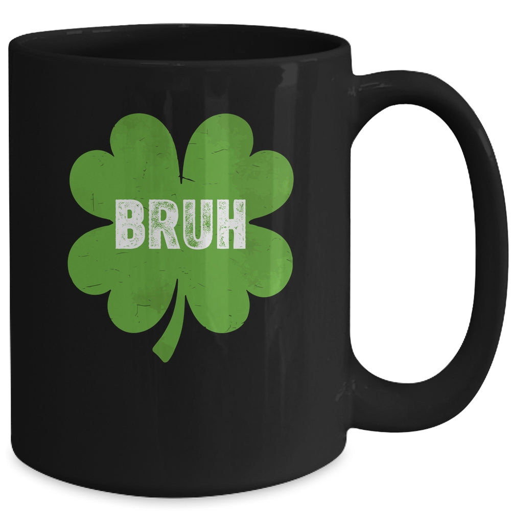 Funny St Patricks Day Bruh Meme Shamrock Teens Boys Kids Men Mug | siriusteestore