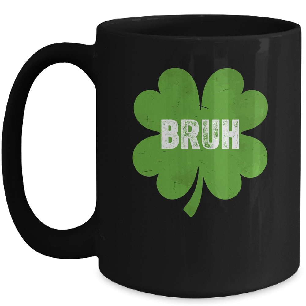 Funny St Patricks Day Bruh Meme Shamrock Teens Boys Kids Men Mug | siriusteestore