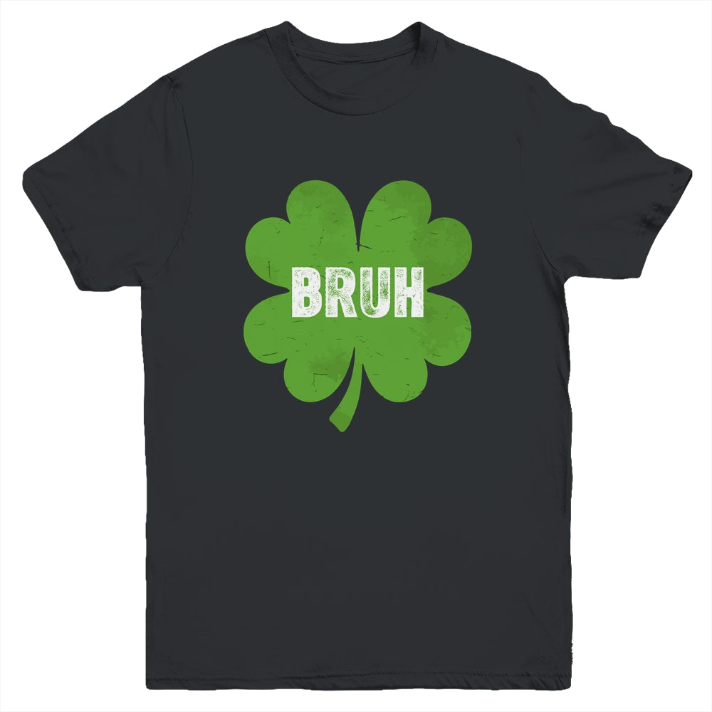 Funny St Patricks Day Bruh Meme Shamrock Teens Boys Kids Men Youth Shirt | siriusteestore