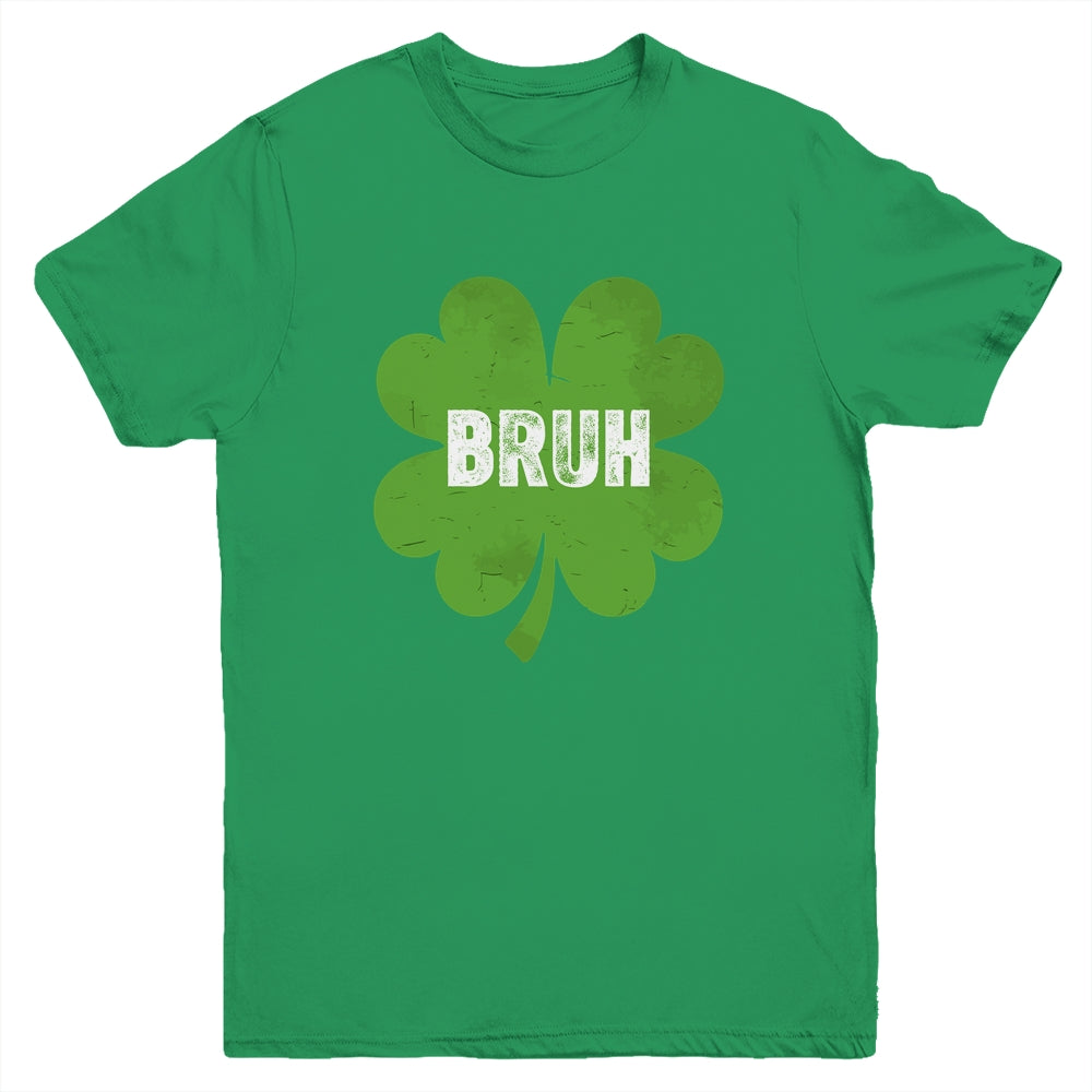 Funny St Patricks Day Bruh Meme Shamrock Teens Boys Kids Men Youth Shirt | siriusteestore