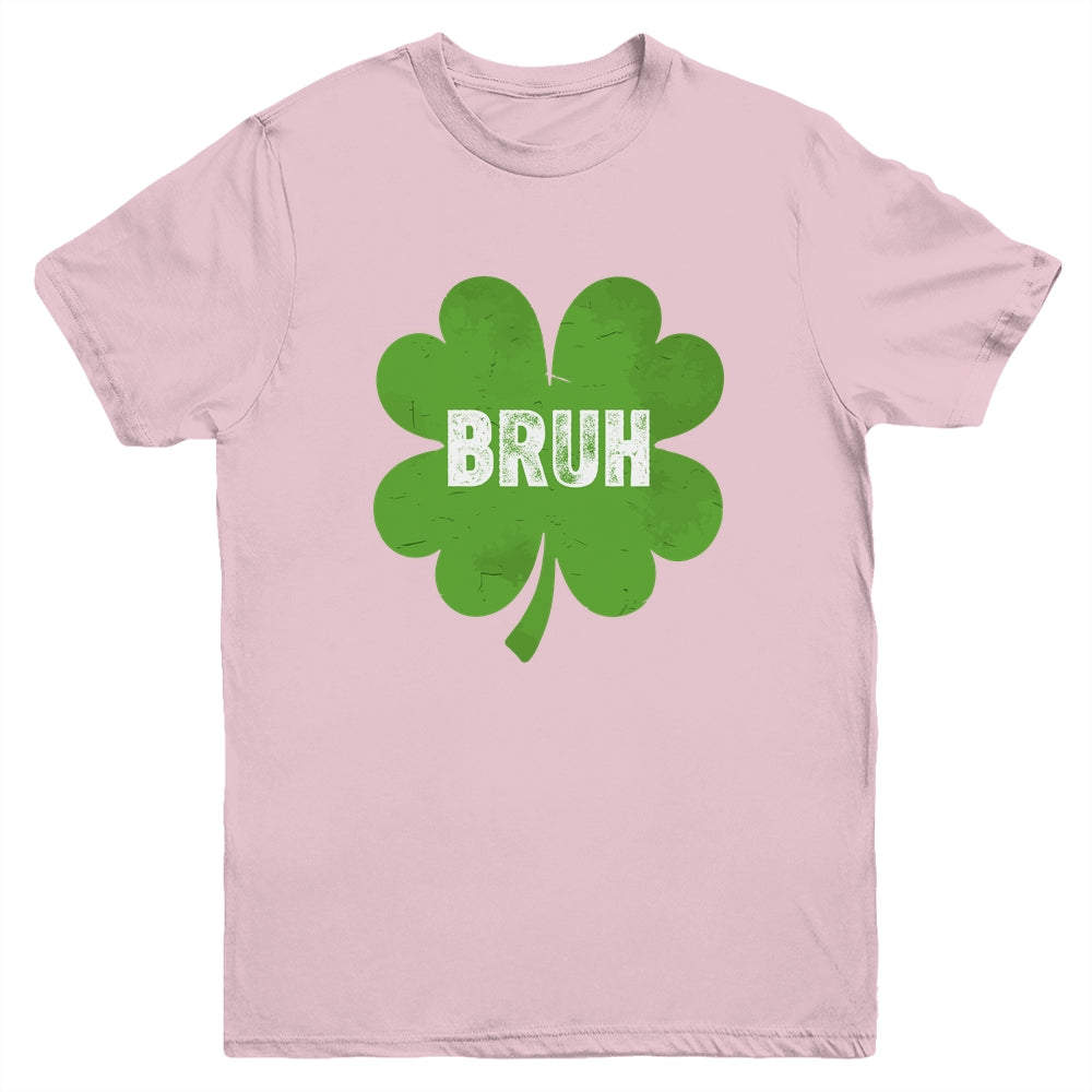 Funny St Patricks Day Bruh Meme Shamrock Teens Boys Kids Men Youth Shirt | siriusteestore