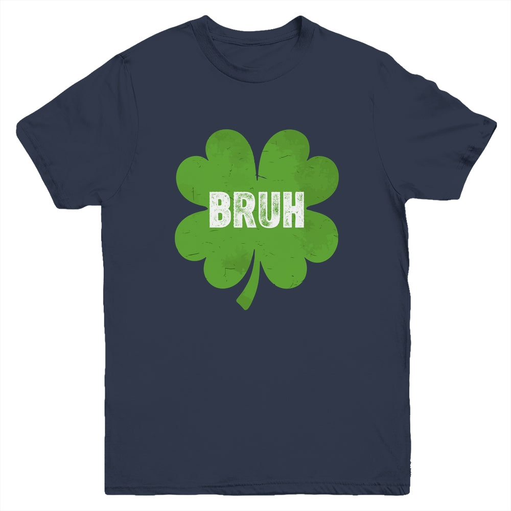 Funny St Patricks Day Bruh Meme Shamrock Teens Boys Kids Men Youth Shirt | siriusteestore