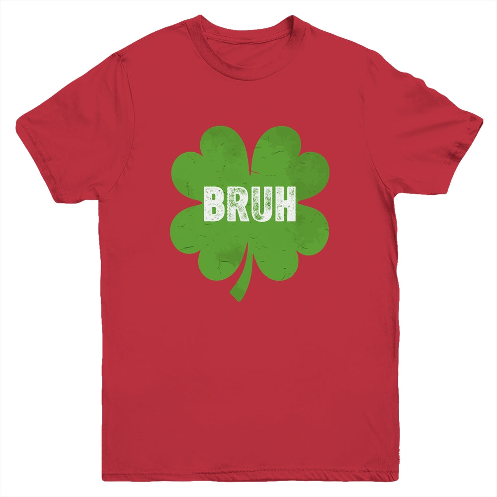 Funny St Patricks Day Bruh Meme Shamrock Teens Boys Kids Men Youth Shirt | siriusteestore