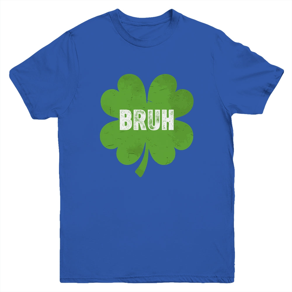 Funny St Patricks Day Bruh Meme Shamrock Teens Boys Kids Men Youth Shirt | siriusteestore