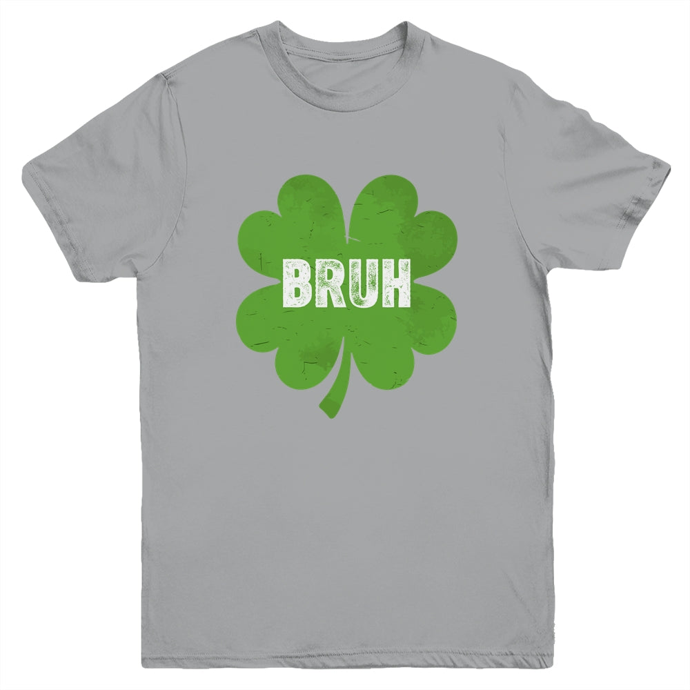 Funny St Patricks Day Bruh Meme Shamrock Teens Boys Kids Men Youth Shirt | siriusteestore