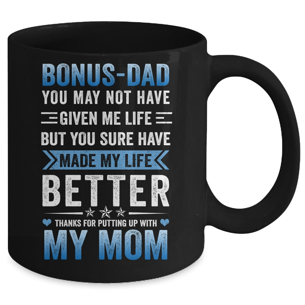 Funny Step Dad Fathers Day Bonus Dad From Daughter Son Wife Mug | siriusteestore