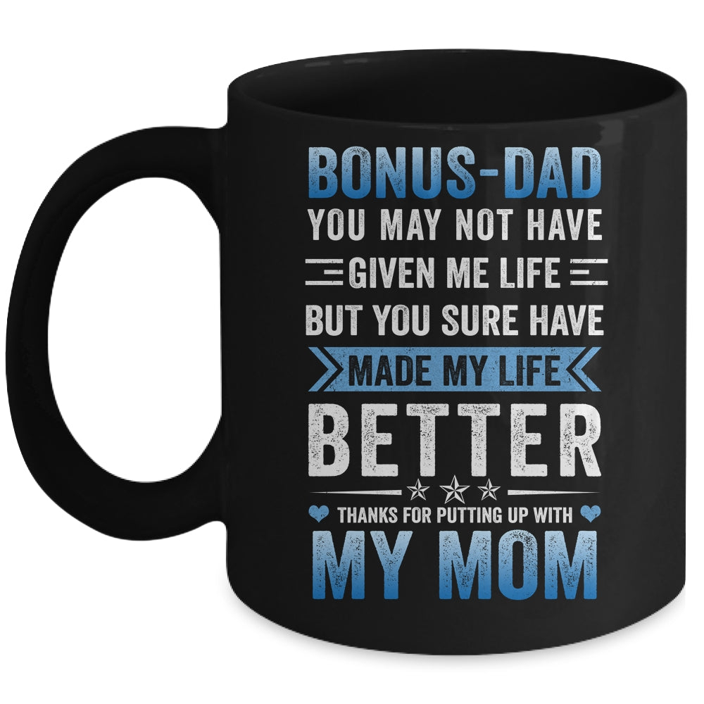 Funny Step Dad Fathers Day Bonus Dad From Daughter Son Wife Mug | siriusteestore