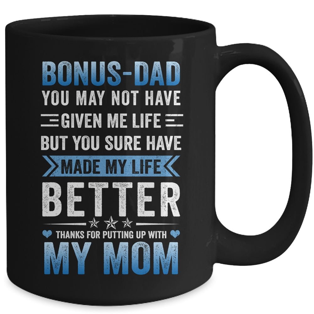 Funny Step Dad Fathers Day Bonus Dad From Daughter Son Wife Mug | siriusteestore