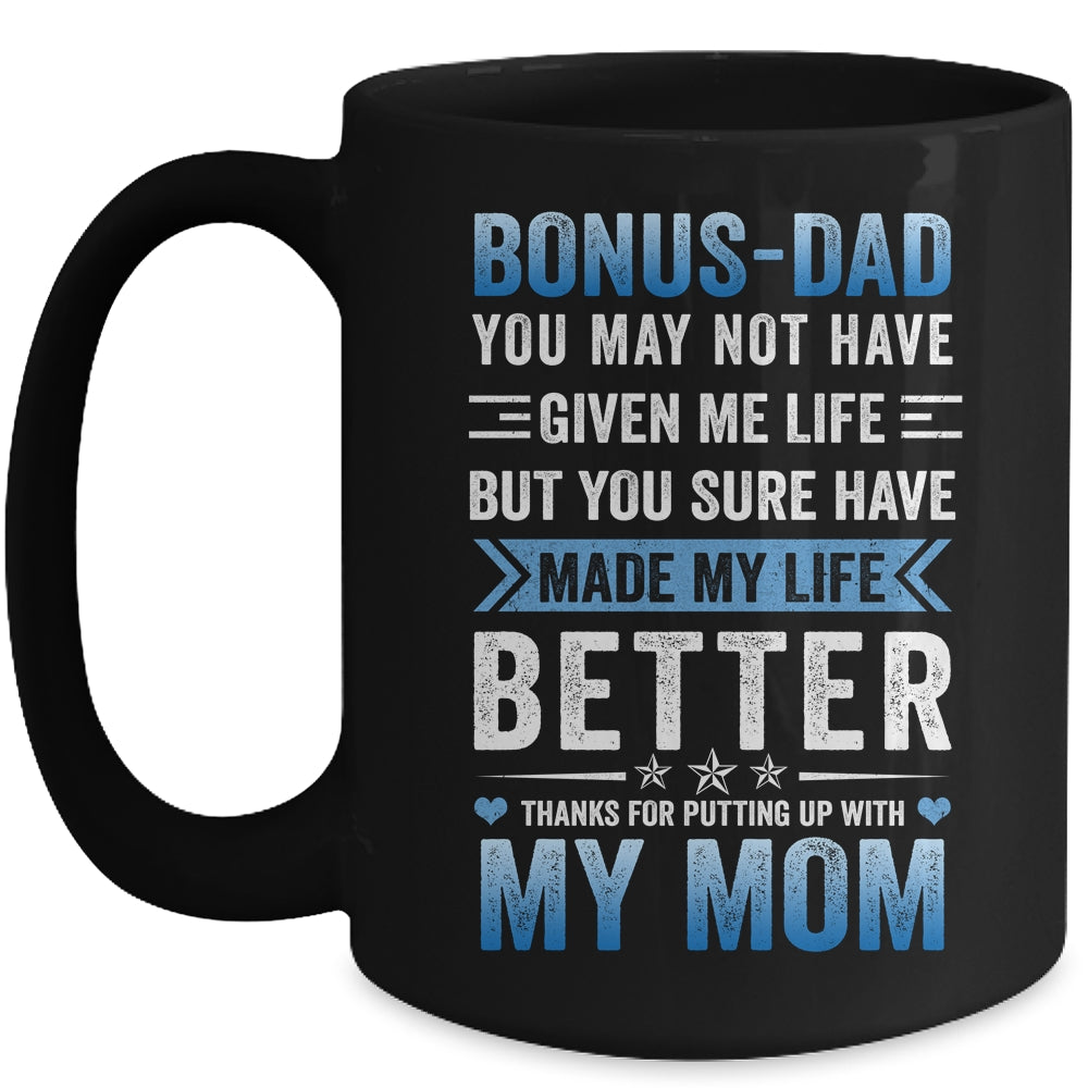 Funny Step Dad Fathers Day Bonus Dad From Daughter Son Wife Mug | siriusteestore