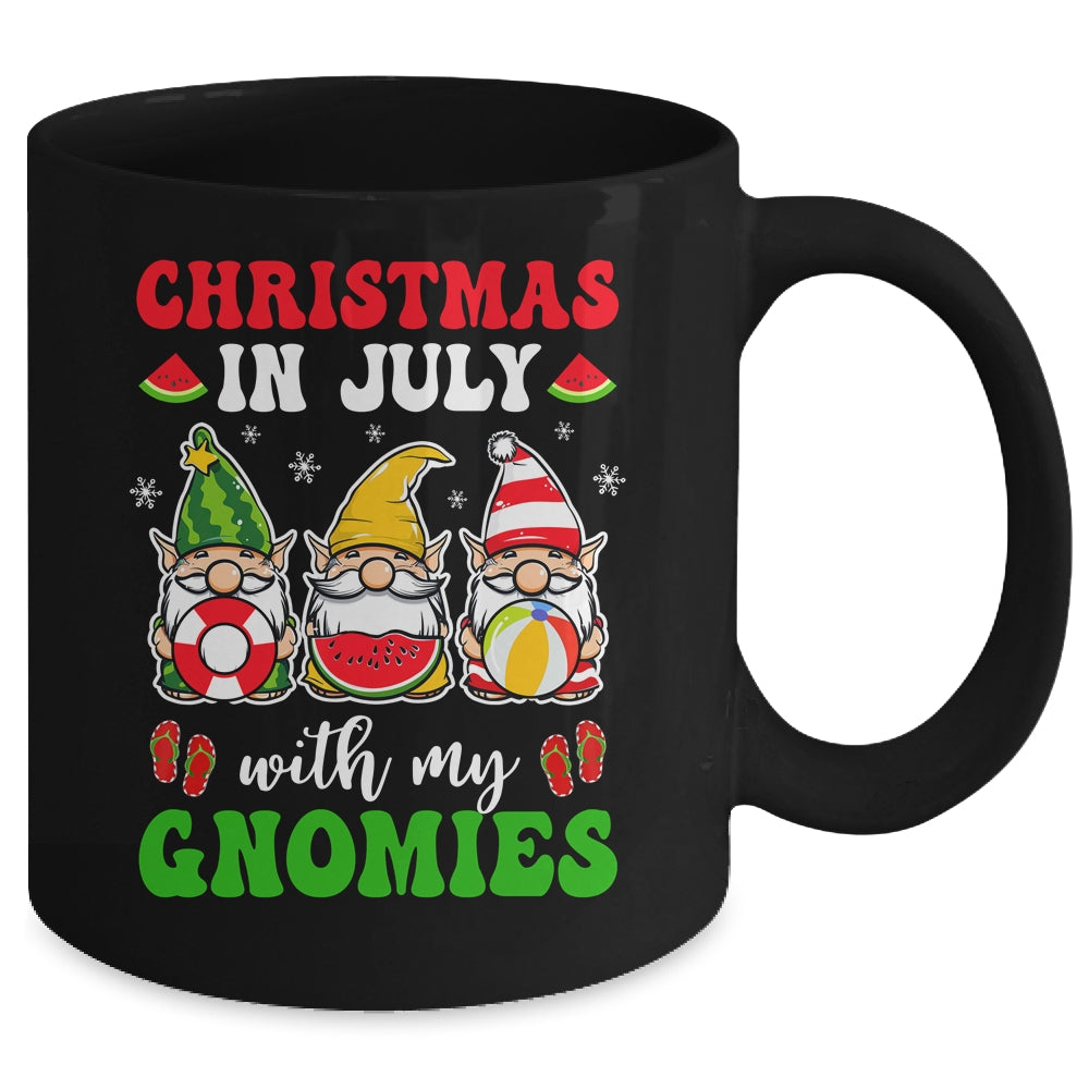 Funny Summer Vacation Gnomies Gnomes For Christmas In July Mug | siriusteestore