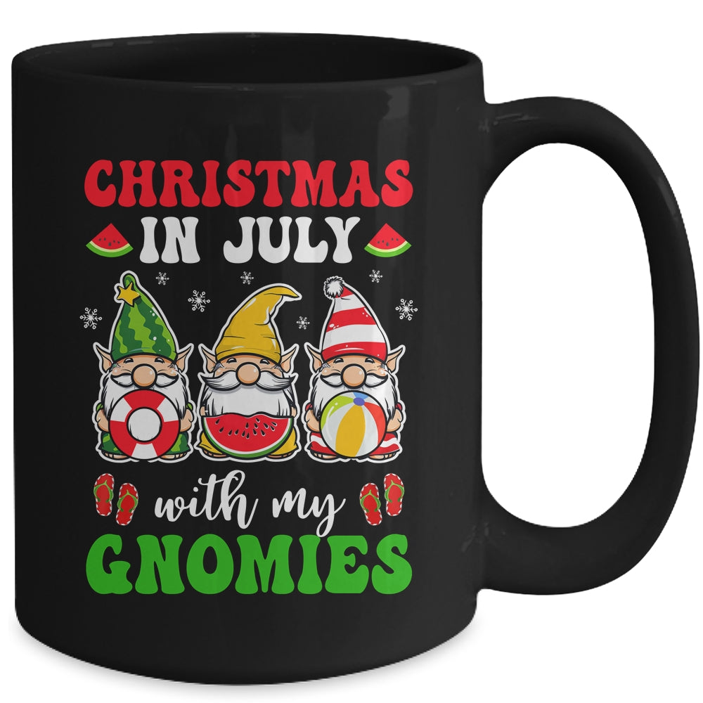 Funny Summer Vacation Gnomies Gnomes For Christmas In July Mug | siriusteestore