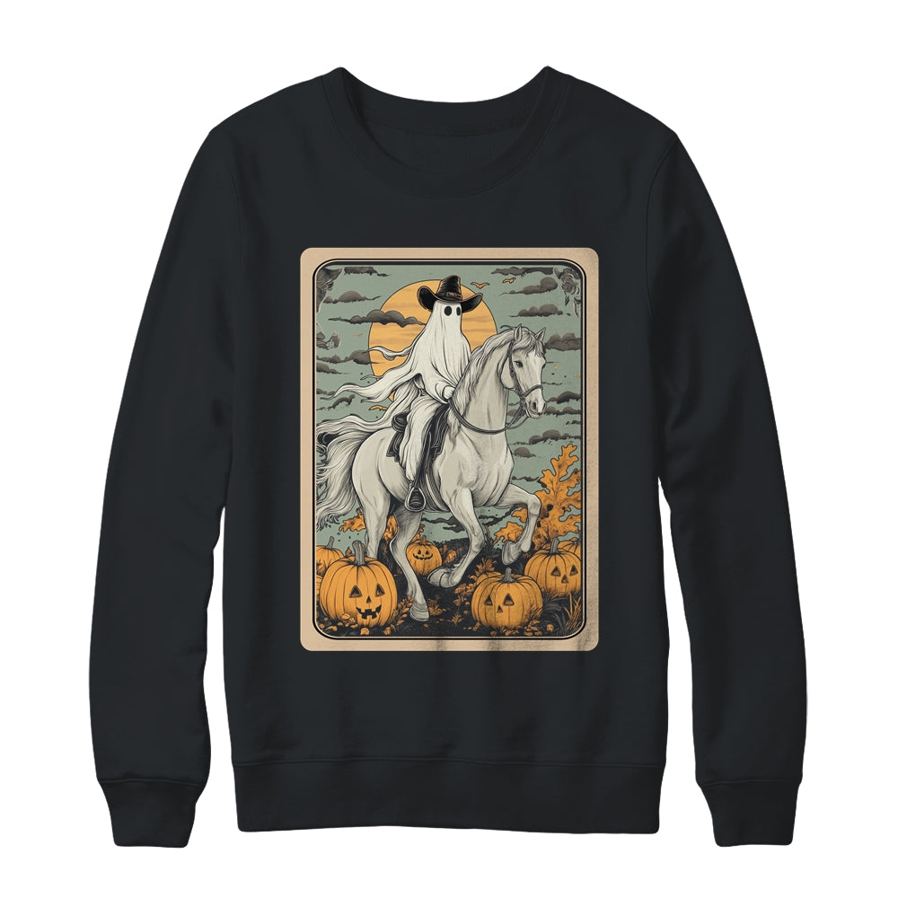 Funny Tarot Card Halloween Season Cowboy Ghost Riding Horse Shirt & Sweatshirt | siriusteestore