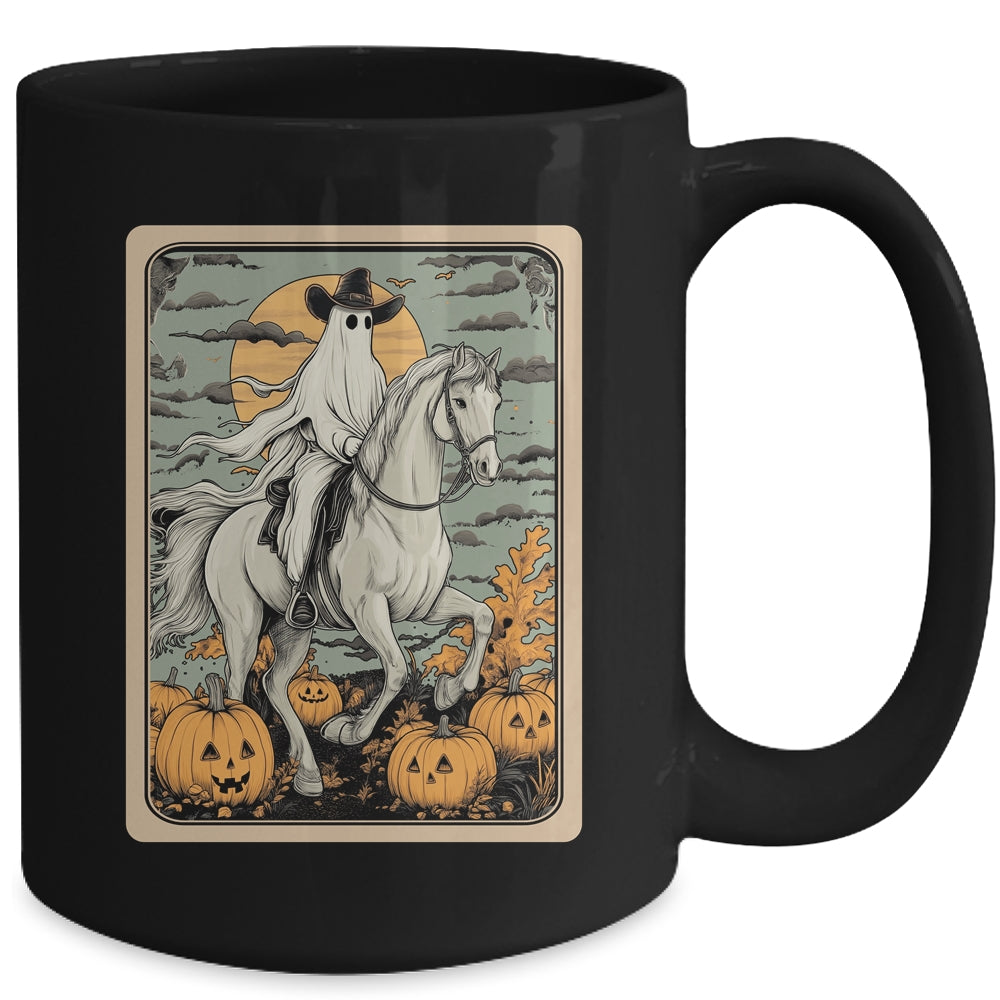 Funny Tarot Card Halloween Season Cowboy Ghost Riding Horse Mug | siriusteestore
