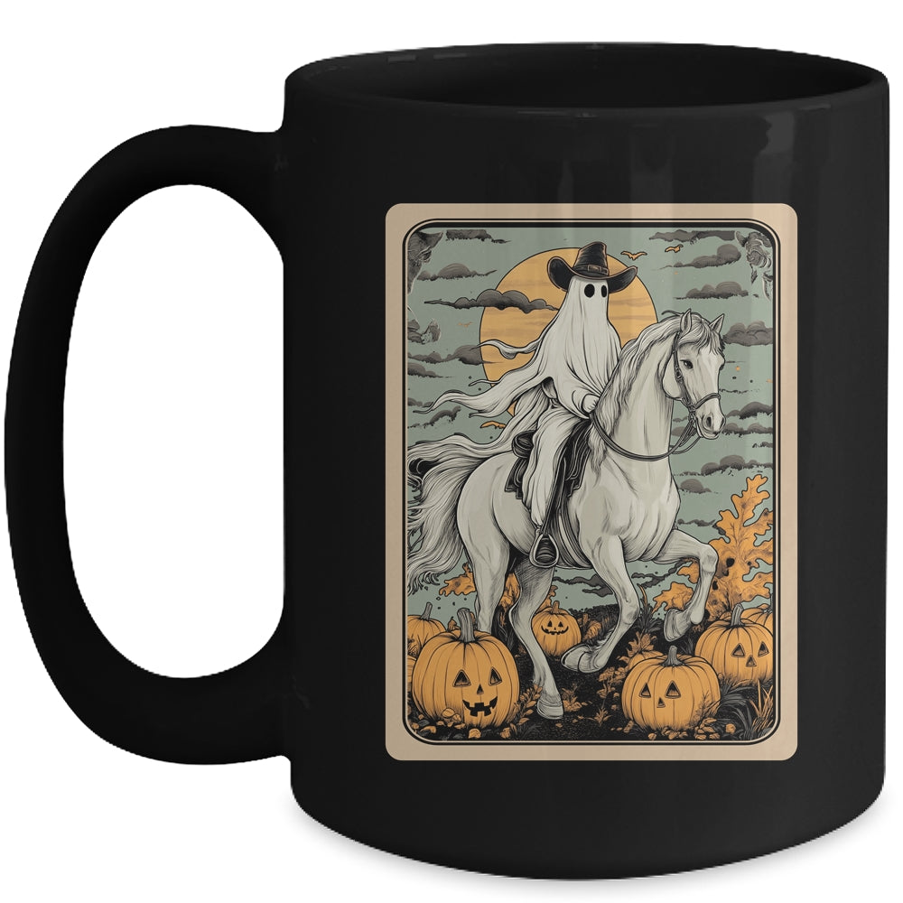Funny Tarot Card Halloween Season Cowboy Ghost Riding Horse Mug | siriusteestore