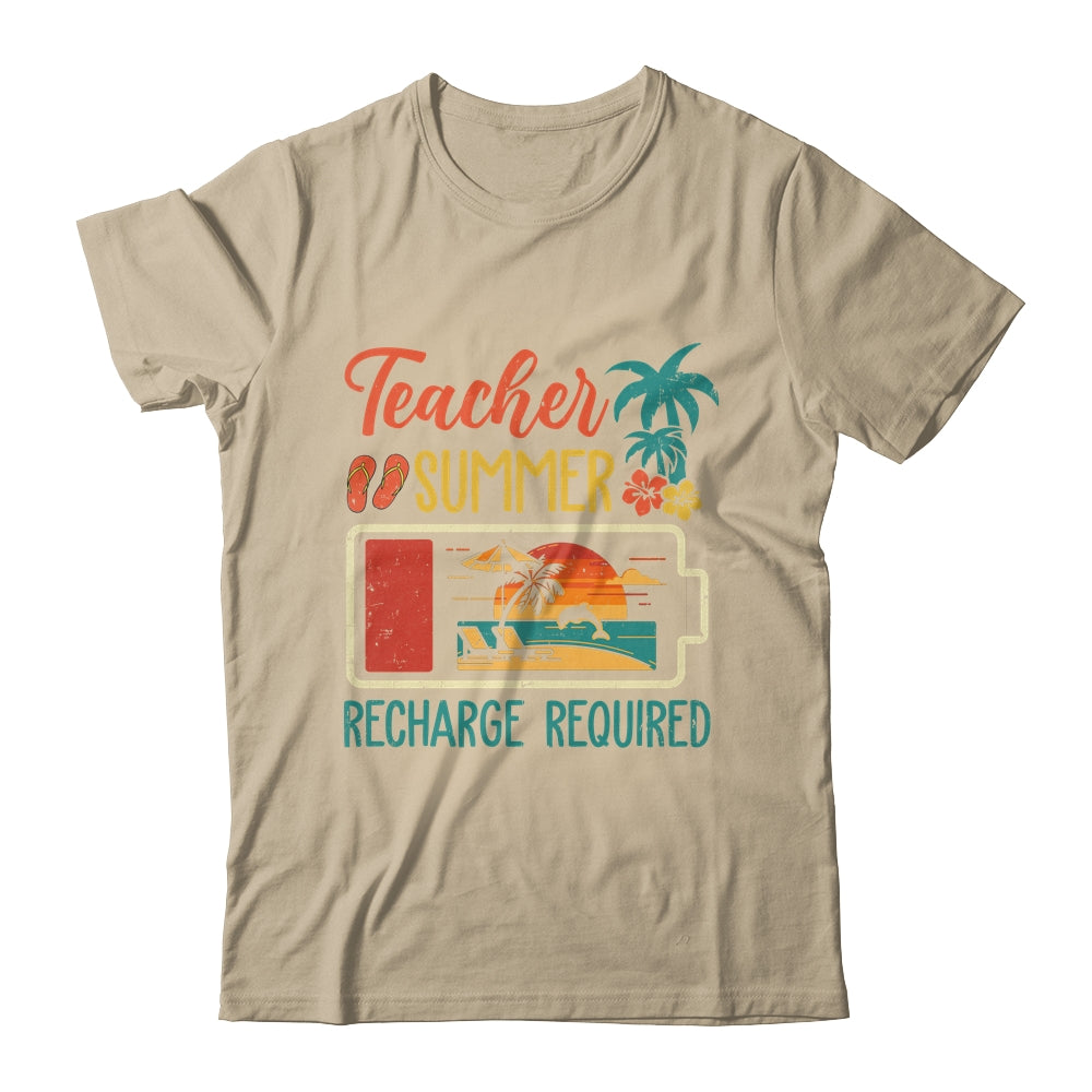 Funny Teacher Summer Recharge Required Last Day School Retro Shirt & Tank Top | siriusteestore