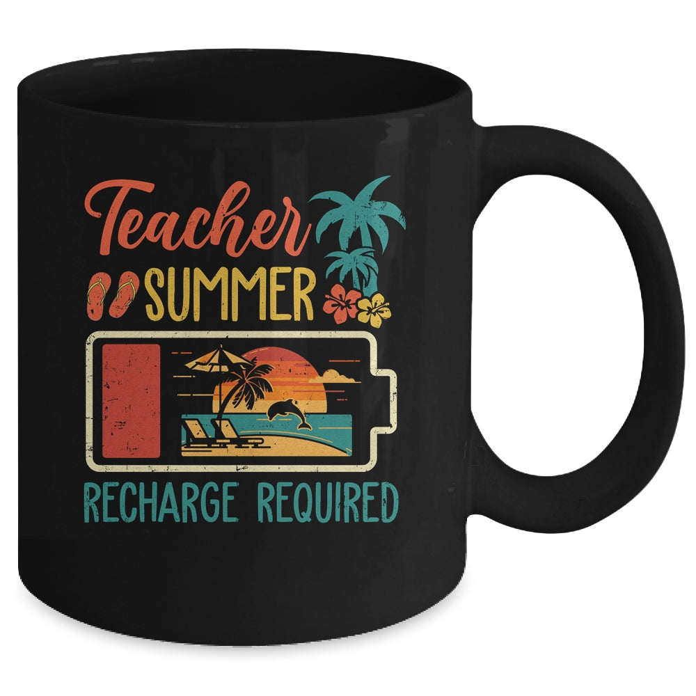 Funny Teacher Summer Recharge Required Last Day School Retro Mug | siriusteestore