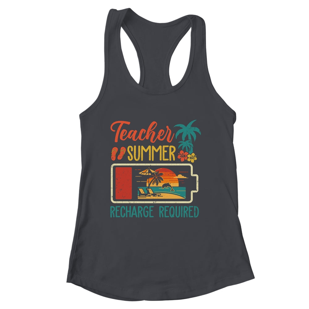 Funny Teacher Summer Recharge Required Last Day School Retro Shirt & Tank Top | siriusteestore