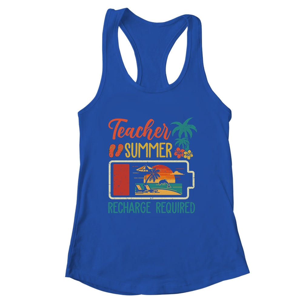 Funny Teacher Summer Recharge Required Last Day School Retro Shirt & Tank Top | siriusteestore