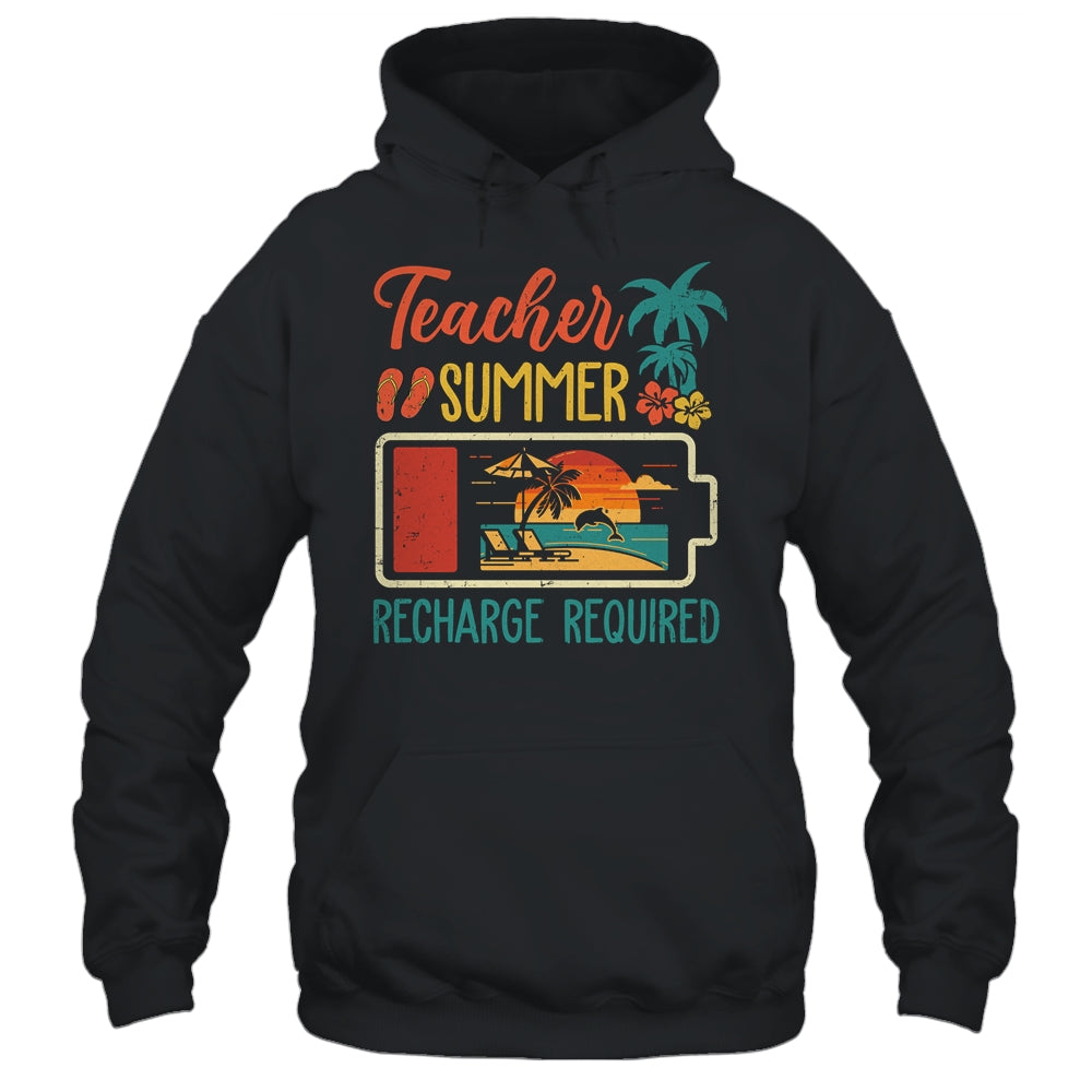 Funny Teacher Summer Recharge Required Last Day School Retro Shirt & Tank Top | siriusteestore