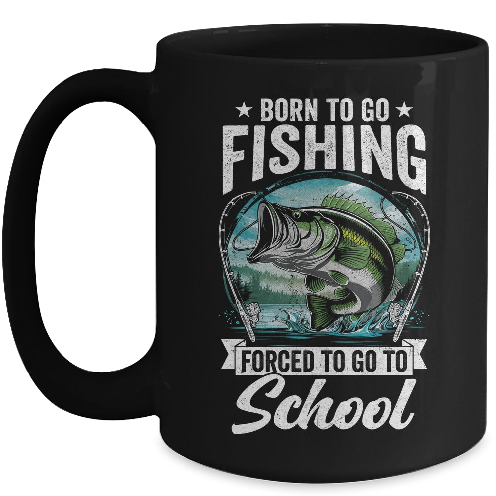 Funny Teen Boys Fishing Forced To Go To School Bass Fish Mug | siriusteestore