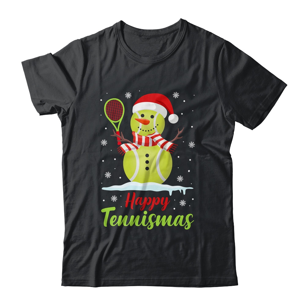 Funny Tennis Player Xmas Lights Christmas Tennis Snowman Shirt & Sweatshirt | siriusteestore