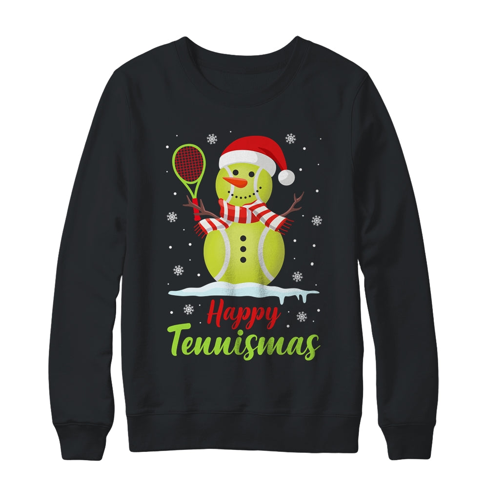Funny Tennis Player Xmas Lights Christmas Tennis Snowman Shirt & Sweatshirt | siriusteestore