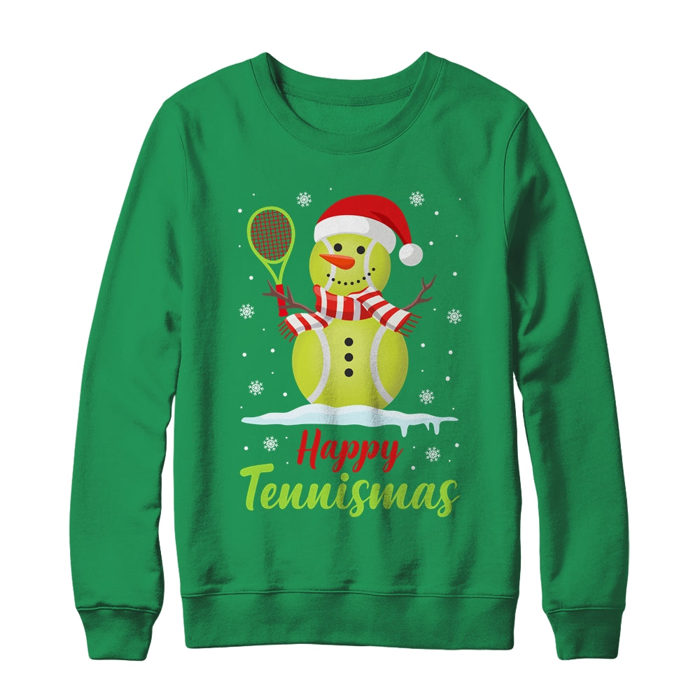 Funny Tennis Player Xmas Lights Christmas Tennis Snowman Shirt & Sweatshirt | siriusteestore