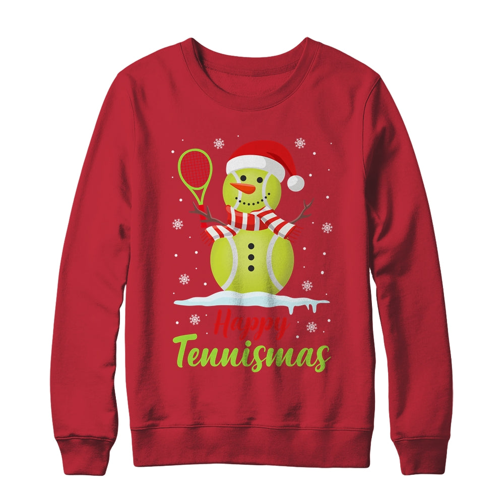 Funny Tennis Player Xmas Lights Christmas Tennis Snowman Shirt & Sweatshirt | siriusteestore