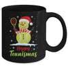 Funny Tennis Player Xmas Lights Christmas Tennis Snowman Mug | siriusteestore