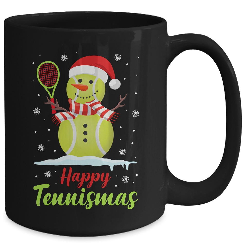 Funny Tennis Player Xmas Lights Christmas Tennis Snowman Mug | siriusteestore