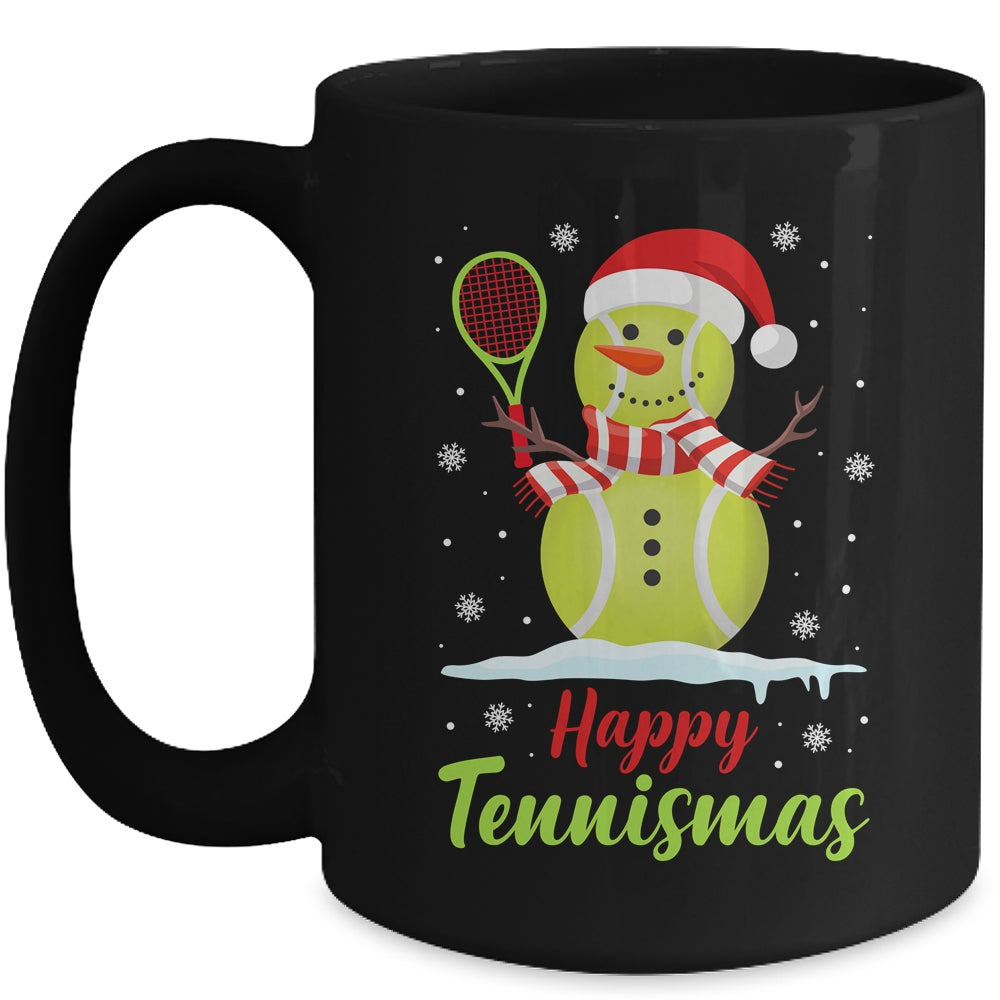 Funny Tennis Player Xmas Lights Christmas Tennis Snowman Mug | siriusteestore