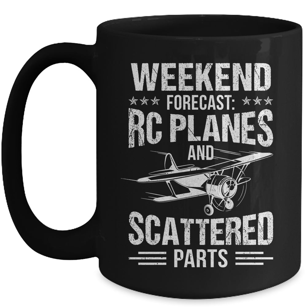 Funny Test Pilot Weekend Forecast RC Planes Scattered Parts Mug | siriusteestore