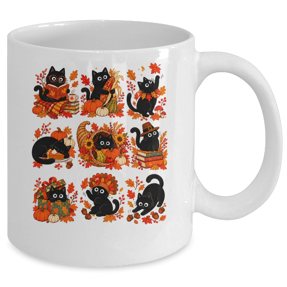 Funny Thanksgiving Black Cat Autumn Cat Lover Fall Men Women Mug | siriusteestore