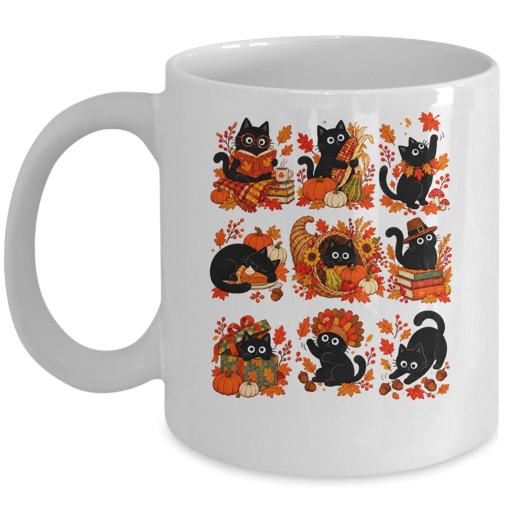 Funny Thanksgiving Black Cat Autumn Cat Lover Fall Men Women Mug | siriusteestore