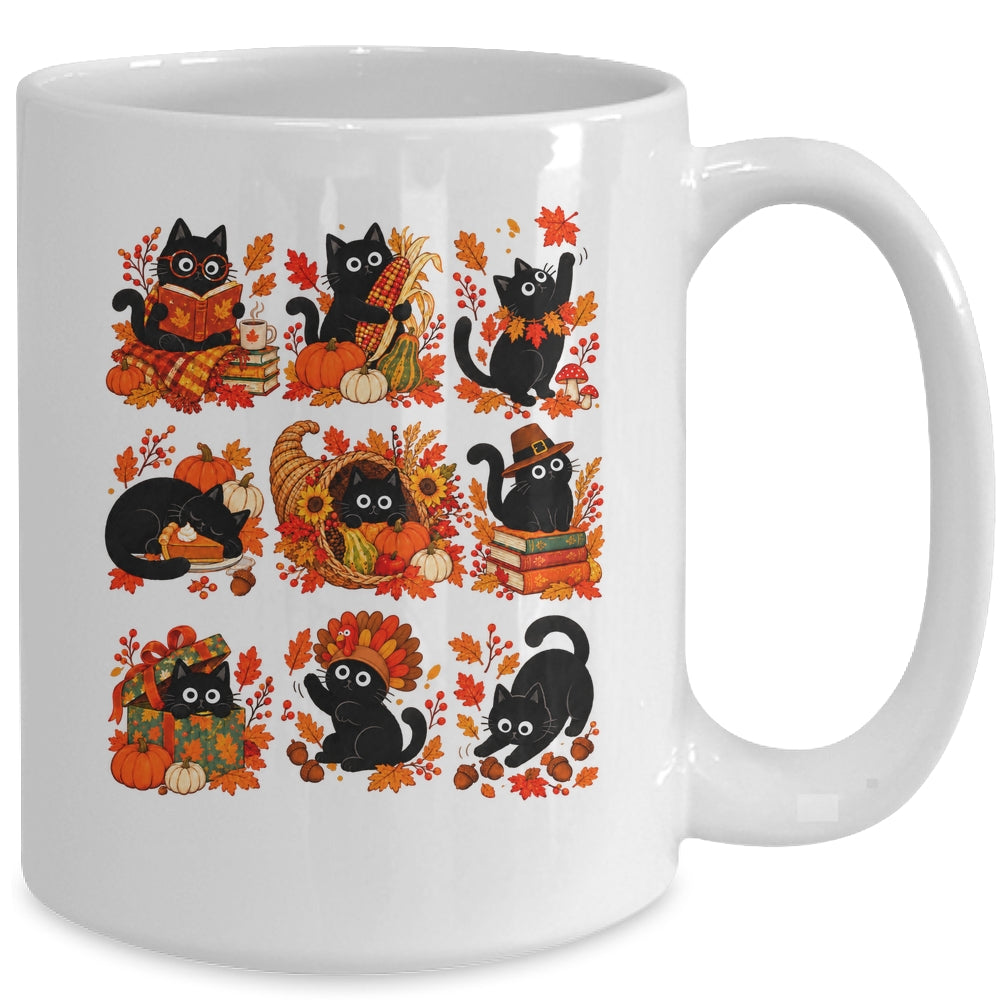 Funny Thanksgiving Black Cat Autumn Cat Lover Fall Men Women Mug | siriusteestore