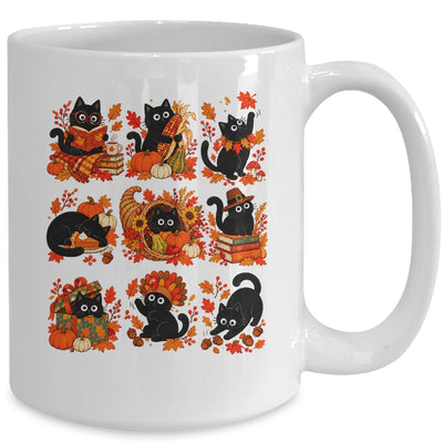 Funny Thanksgiving Black Cat Autumn Cat Lover Fall Men Women Mug | siriusteestore
