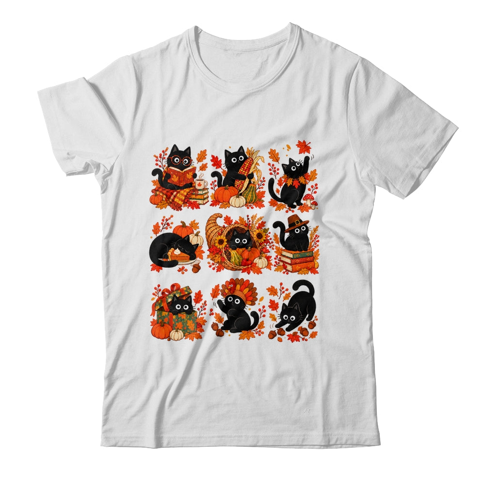 Funny Thanksgiving Black Cat Autumn Cat Lover Fall Men Women Shirt & Sweatshirt | siriusteestore