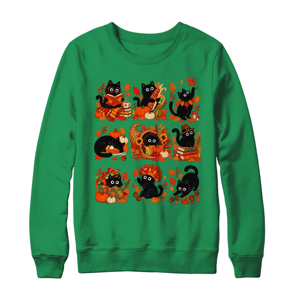 Funny Thanksgiving Black Cat Autumn Cat Lover Fall Men Women Shirt & Sweatshirt | siriusteestore