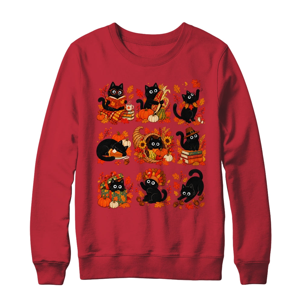 Funny Thanksgiving Black Cat Autumn Cat Lover Fall Men Women Shirt & Sweatshirt | siriusteestore