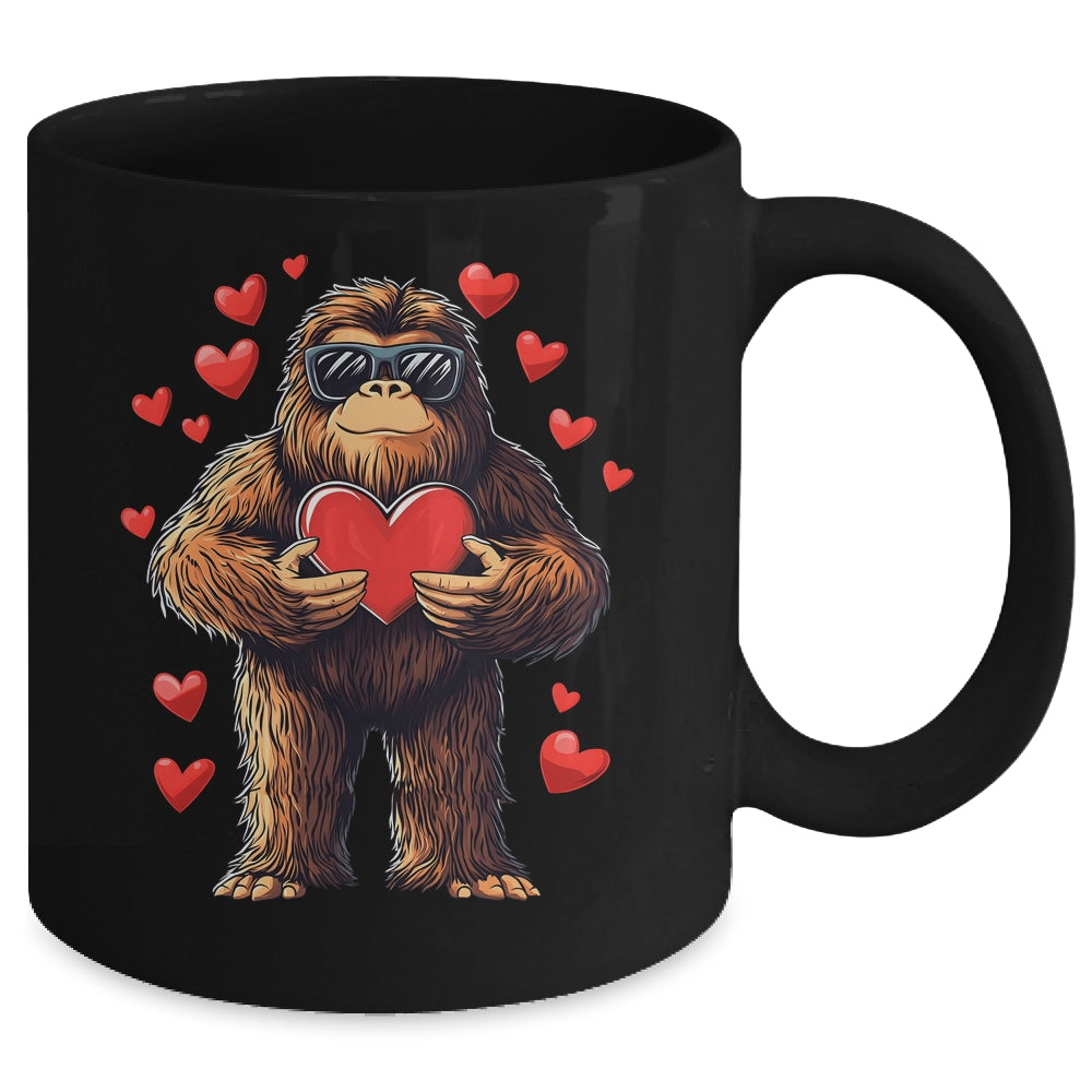 Funny Valentines Day Bigfoot Heart Sunglasses Sasquatch Boys Mug | siriusteestore