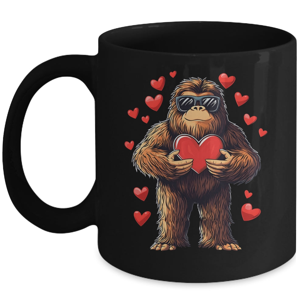 Funny Valentines Day Bigfoot Heart Sunglasses Sasquatch Boys Mug | siriusteestore