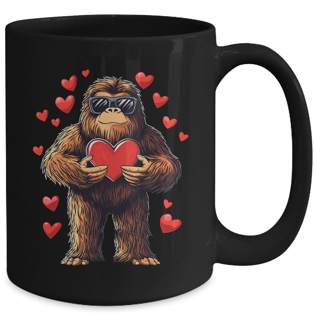 Funny Valentines Day Bigfoot Heart Sunglasses Sasquatch Boys Mug | siriusteestore